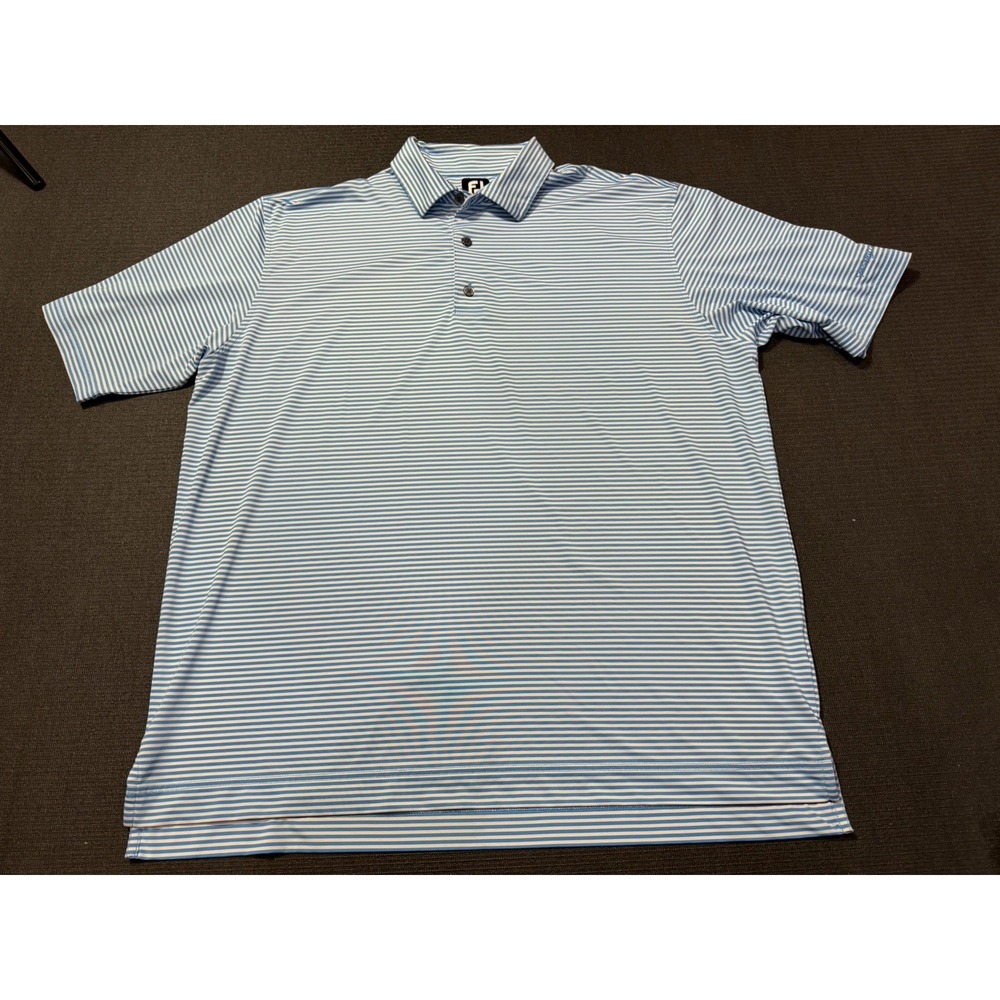 FootJoy Pro Dry Lisle Feeder Stripe Reef‎ Blue/White Polo Men's XXL 22159